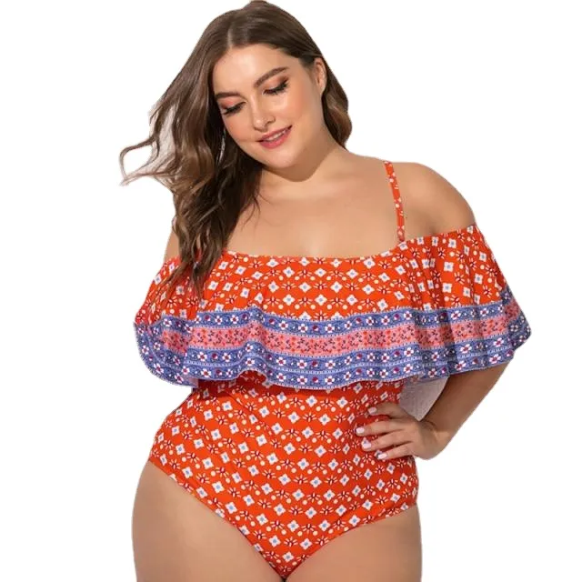 Sexy Women's Ruffle Swimsuit One Piece Plus Size