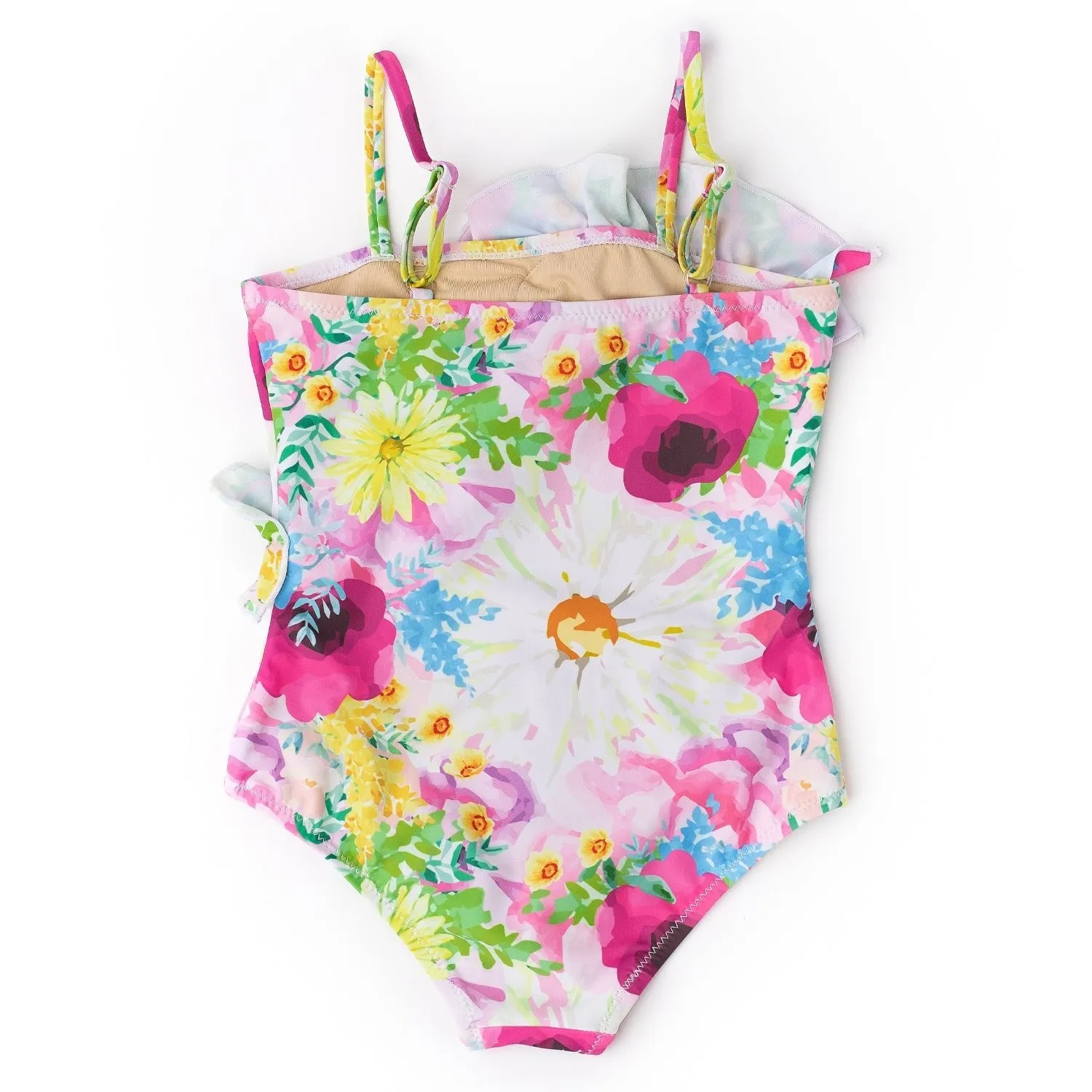 Shade Critters Ruffle Front Watercolor Floral One Piece Swimsuit