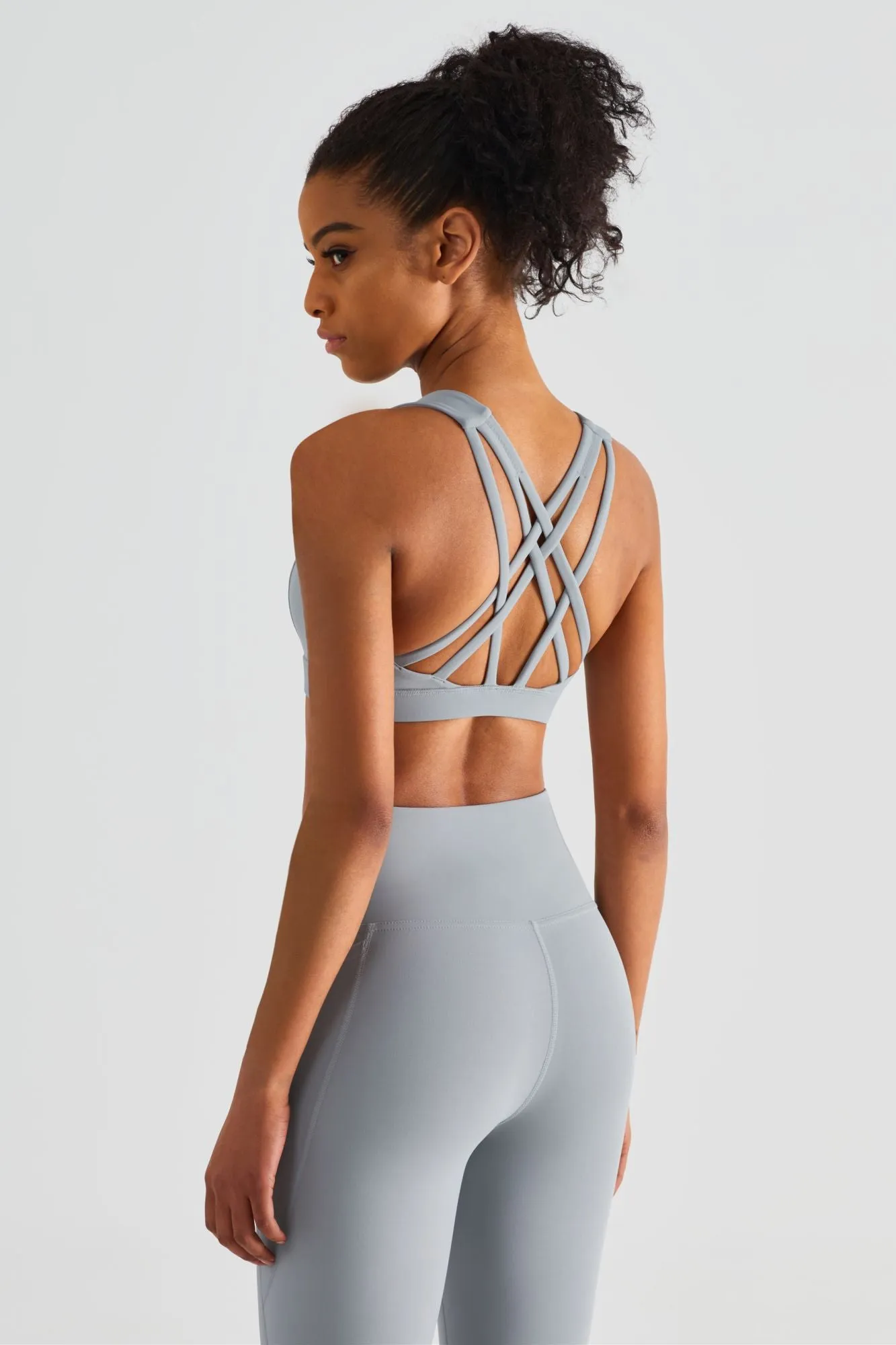Strappy Sports Bra & Yoga Leggings Activewear Set