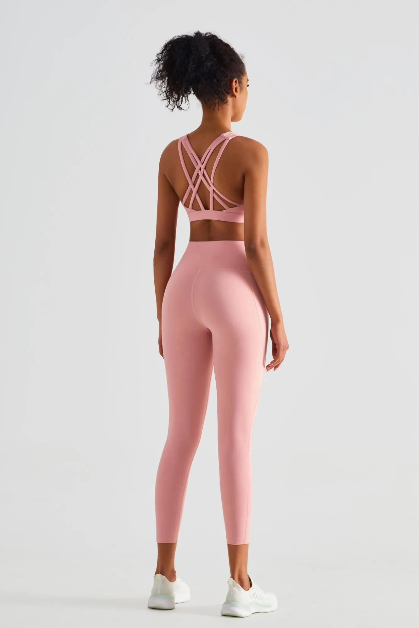 Strappy Sports Bra & Yoga Leggings Activewear Set