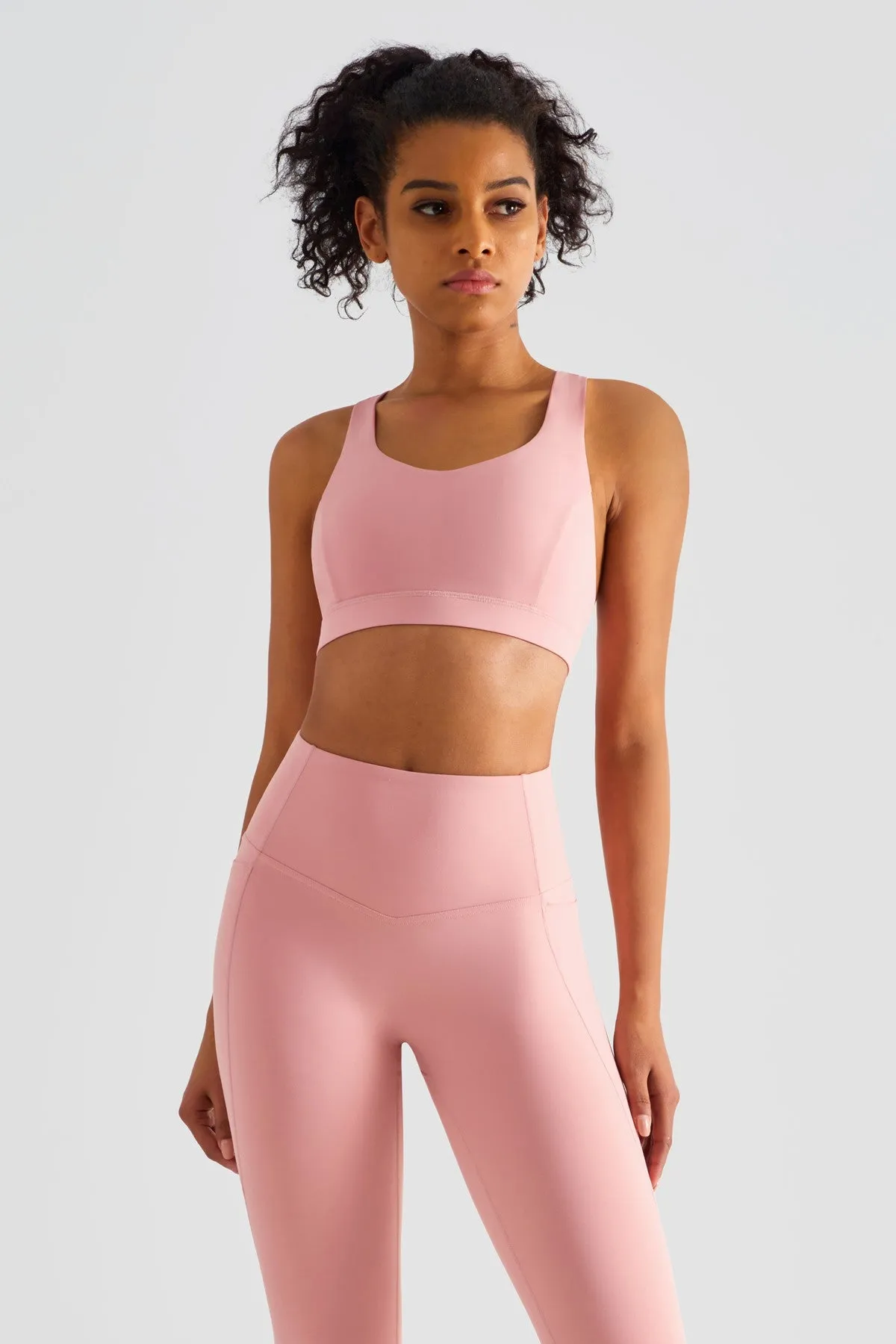 Strappy Sports Bra & Yoga Leggings Activewear Set
