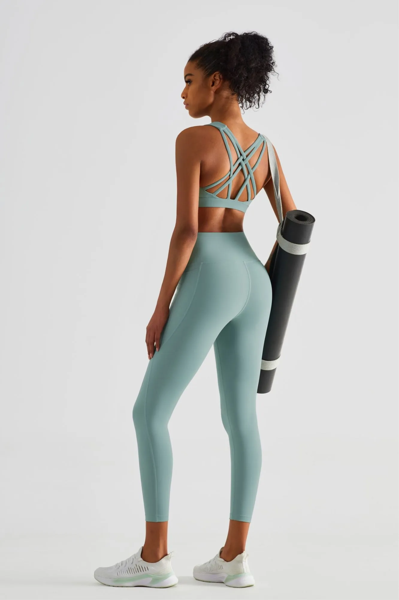 Strappy Sports Bra & Yoga Leggings Activewear Set
