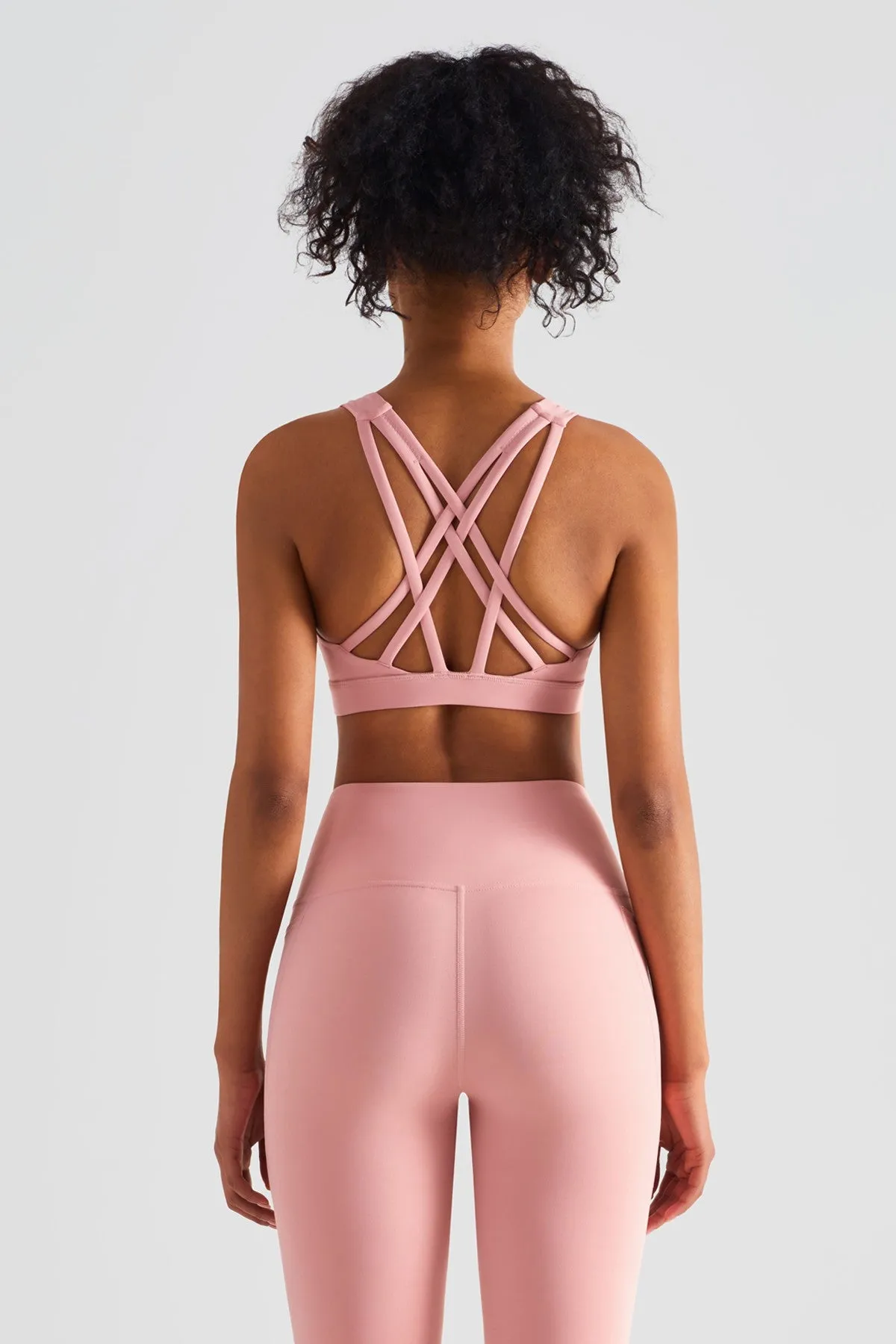 Strappy Sports Bra & Yoga Leggings Activewear Set