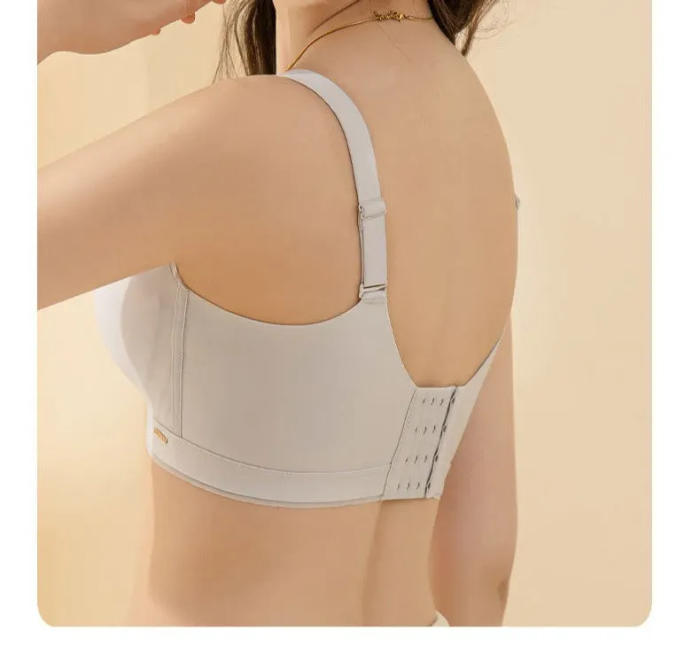 Summer Seamless Glossy Mesh Adjustable Underwear Push-Up Mid-Thin Style Big Breasts Strip Bra