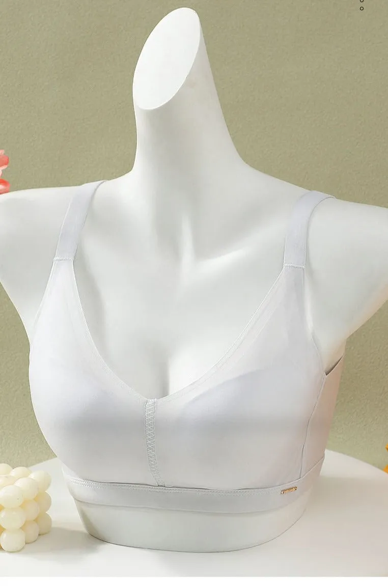Summer Seamless Glossy Mesh Adjustable Underwear Push-Up Mid-Thin Style Big Breasts Strip Bra