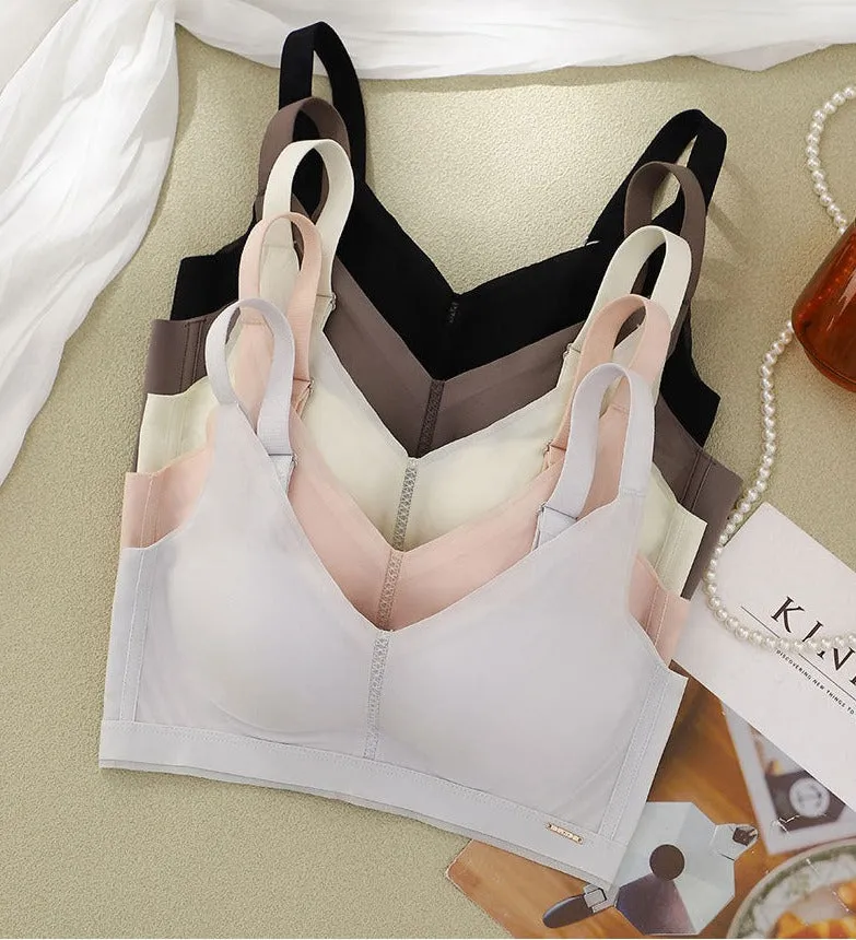 Summer Seamless Glossy Mesh Adjustable Underwear Push-Up Mid-Thin Style Big Breasts Strip Bra