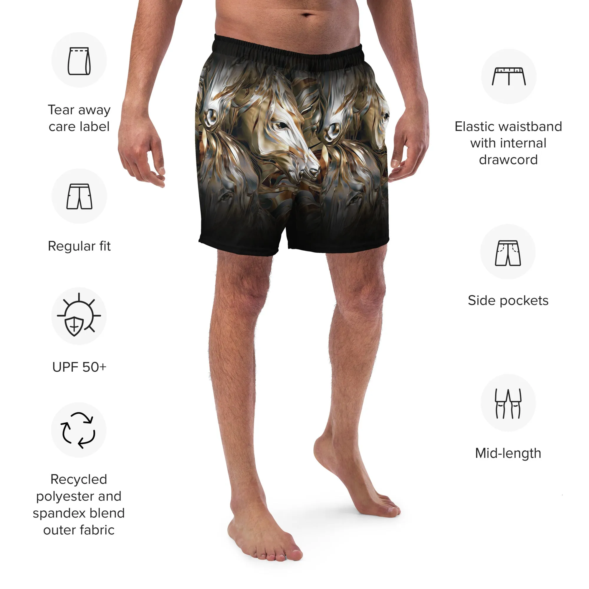 Swim Trunk Metal Horses