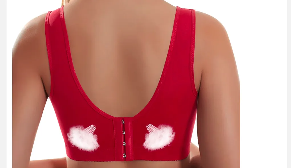 Ultimate fit- Red  SportsPush Bra Up Wireless Adjustable Lace Breast Cover B C D Cup