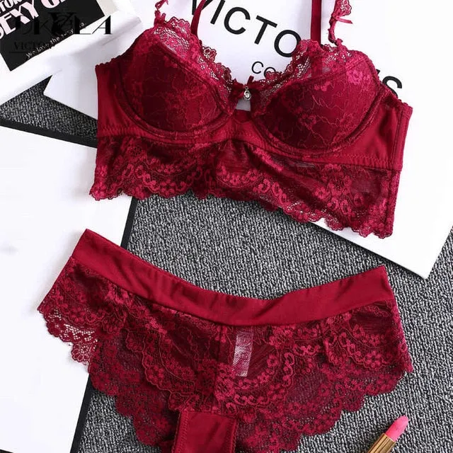 VenusFox Lace Sexy Push Up Bras and Panty lingerie set Plus Size