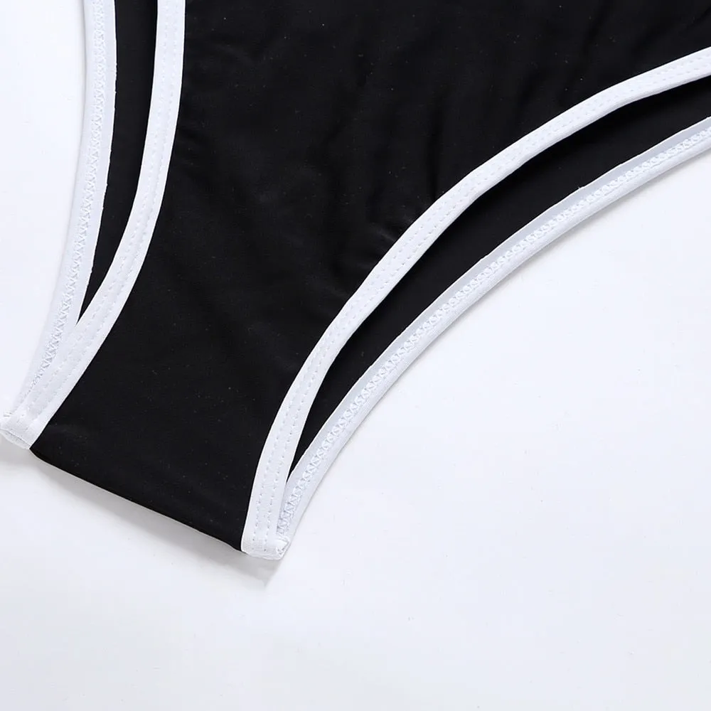 VenusFox One Piece Swimsuit Women 2020 One Shoulder with Cover Up Beach Skirt Sexy Swimwear Women Cut Out Swimming Suit for Women