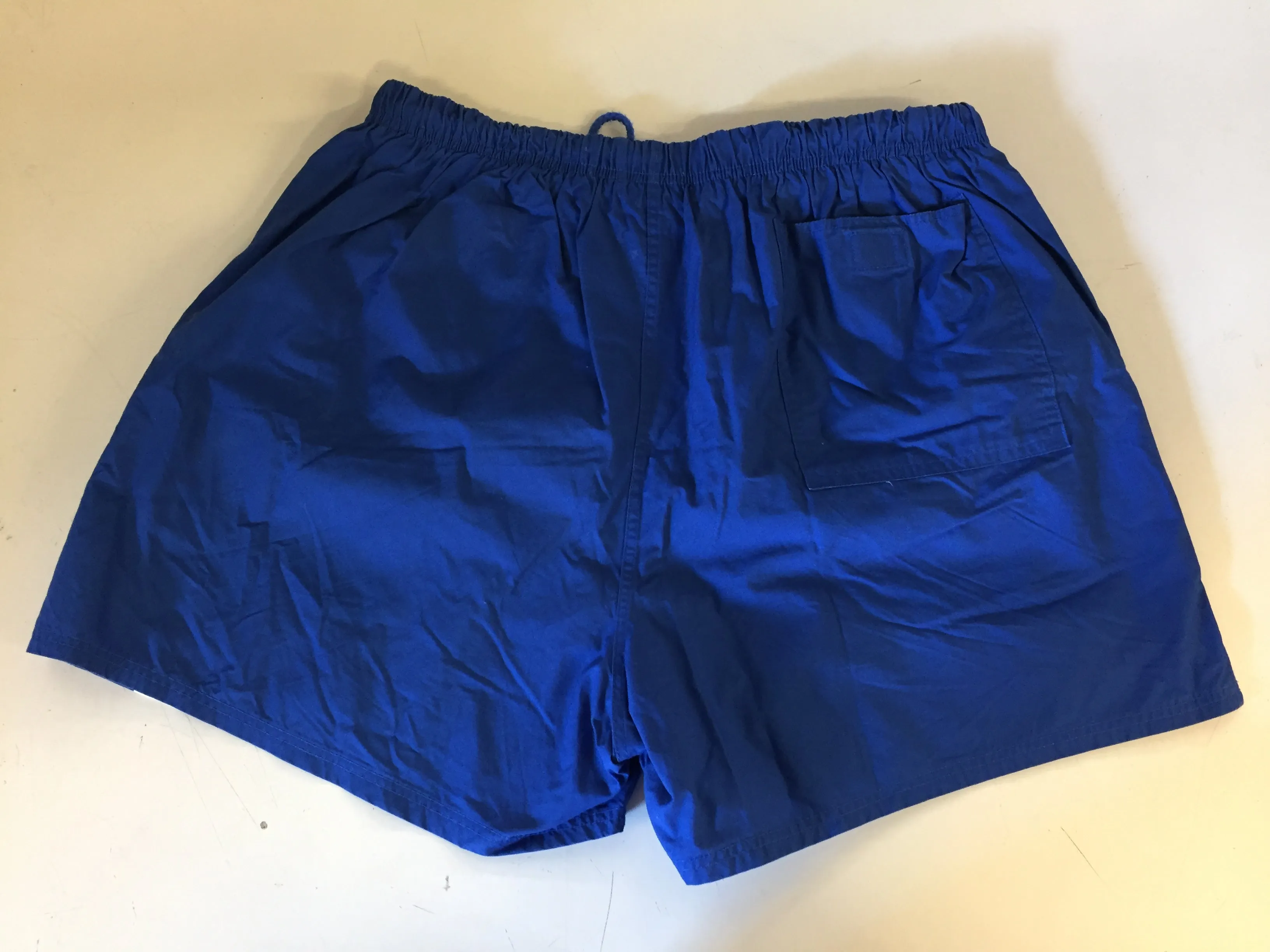 Vintage 1980's Lands End Swim Trunks Blue Yellow Stripe Retro