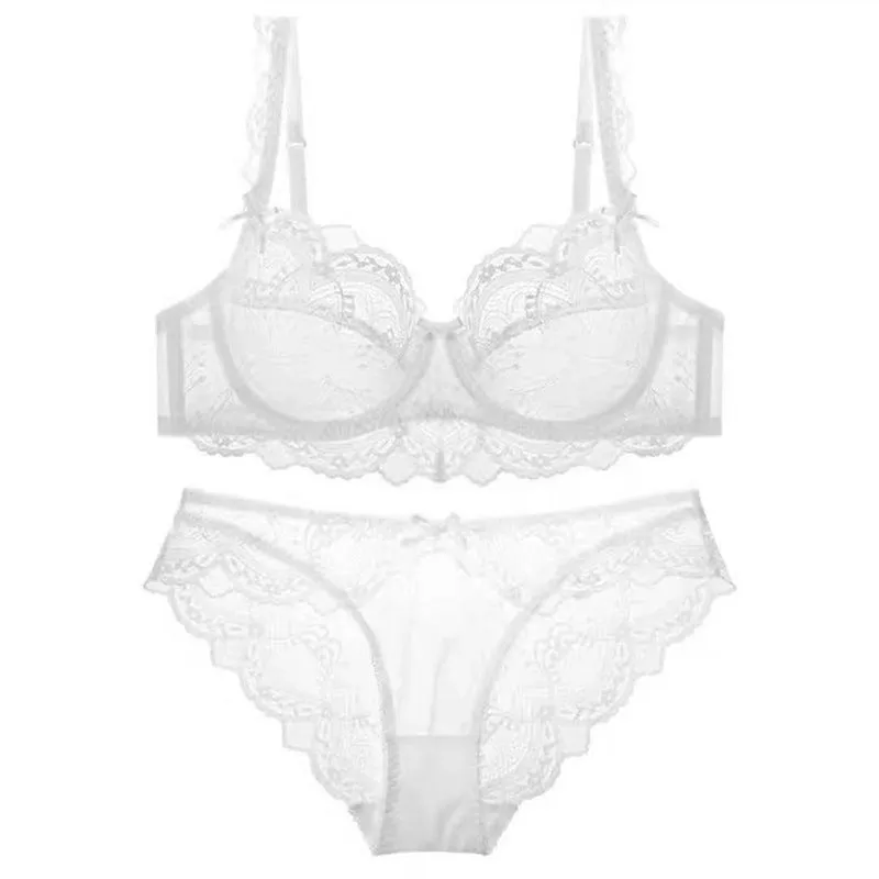 Women lace underwear Complete Set of Red Thin Bra Pure Desire Push-up Large Size Bra