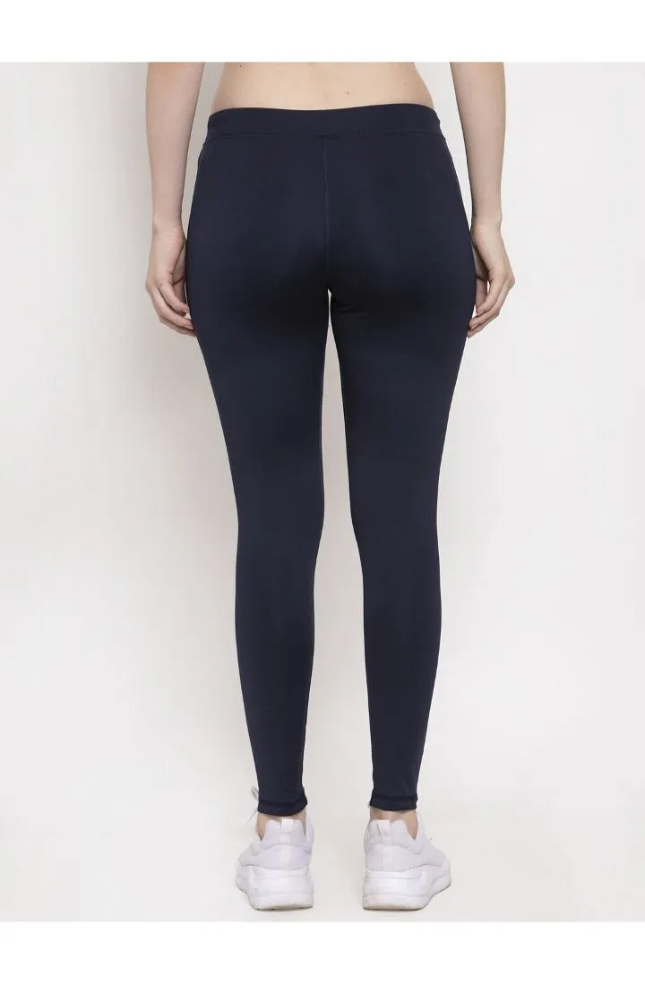 Women Navy Solid Slim fit pants Dry fit workout Technology