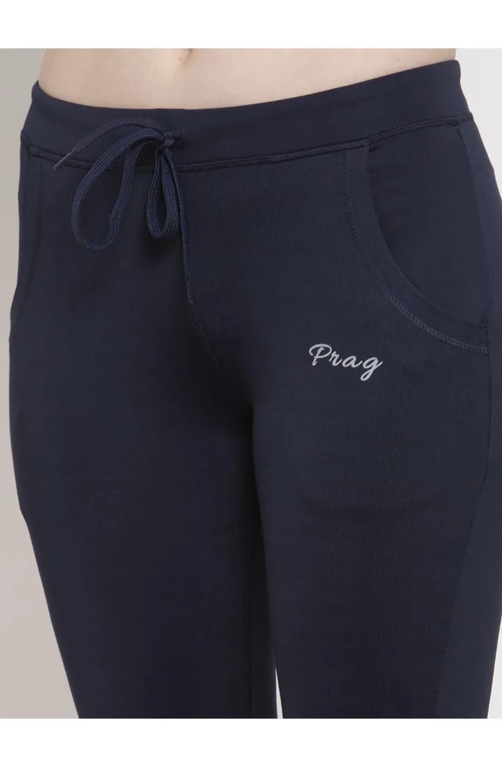 Women Navy Solid Slim fit pants Dry fit workout Technology