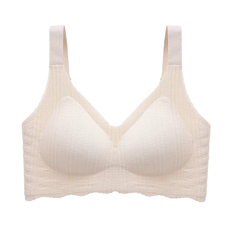 Women's plus size underwear push-up no rims summer seamless bra for pregnant women with big breasts showing smaller breasts, side breasts anti-sagging thin bra