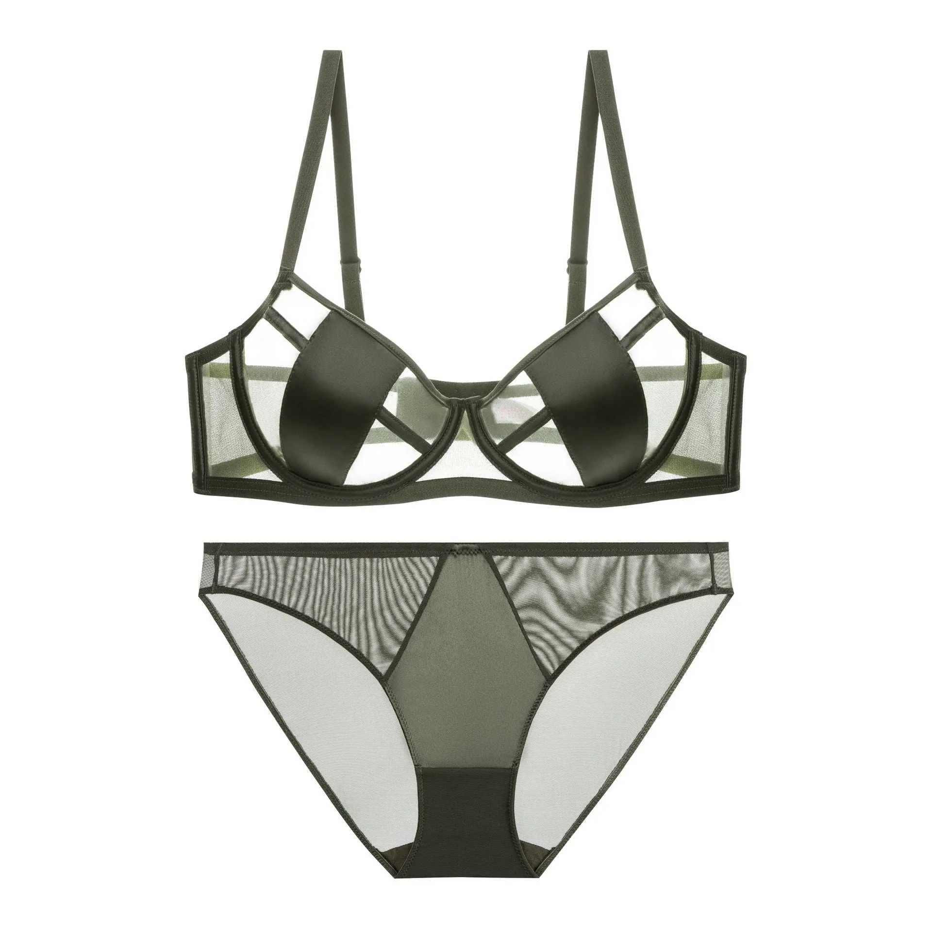 Women's  Pure Desire Lace Underwear Bra Set Thin Seamless Push-up Bra