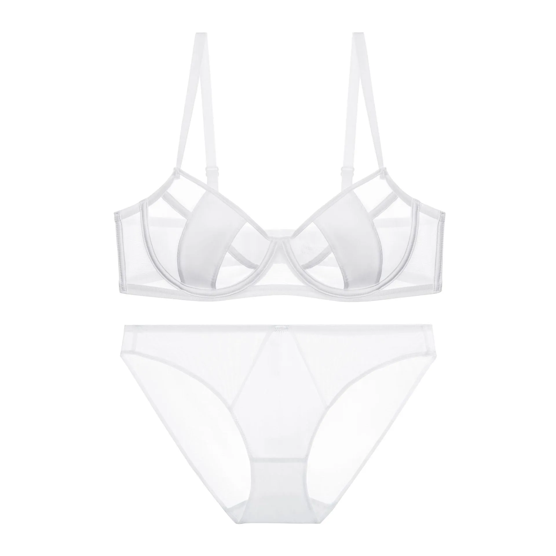 Women's  Pure Desire Lace Underwear Bra Set Thin Seamless Push-up Bra