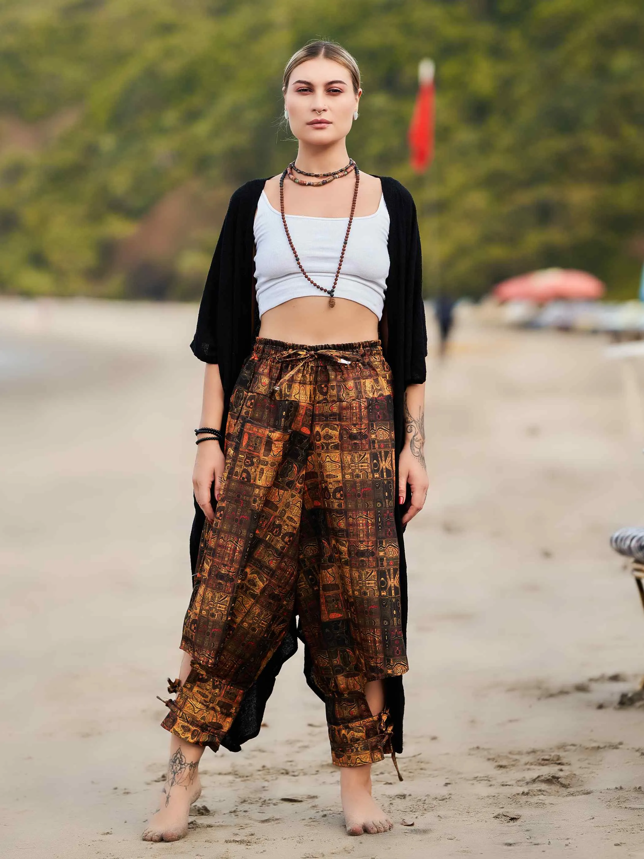 Women's Traditional Vintage Print Hippy Boho Harem Pants For Travel