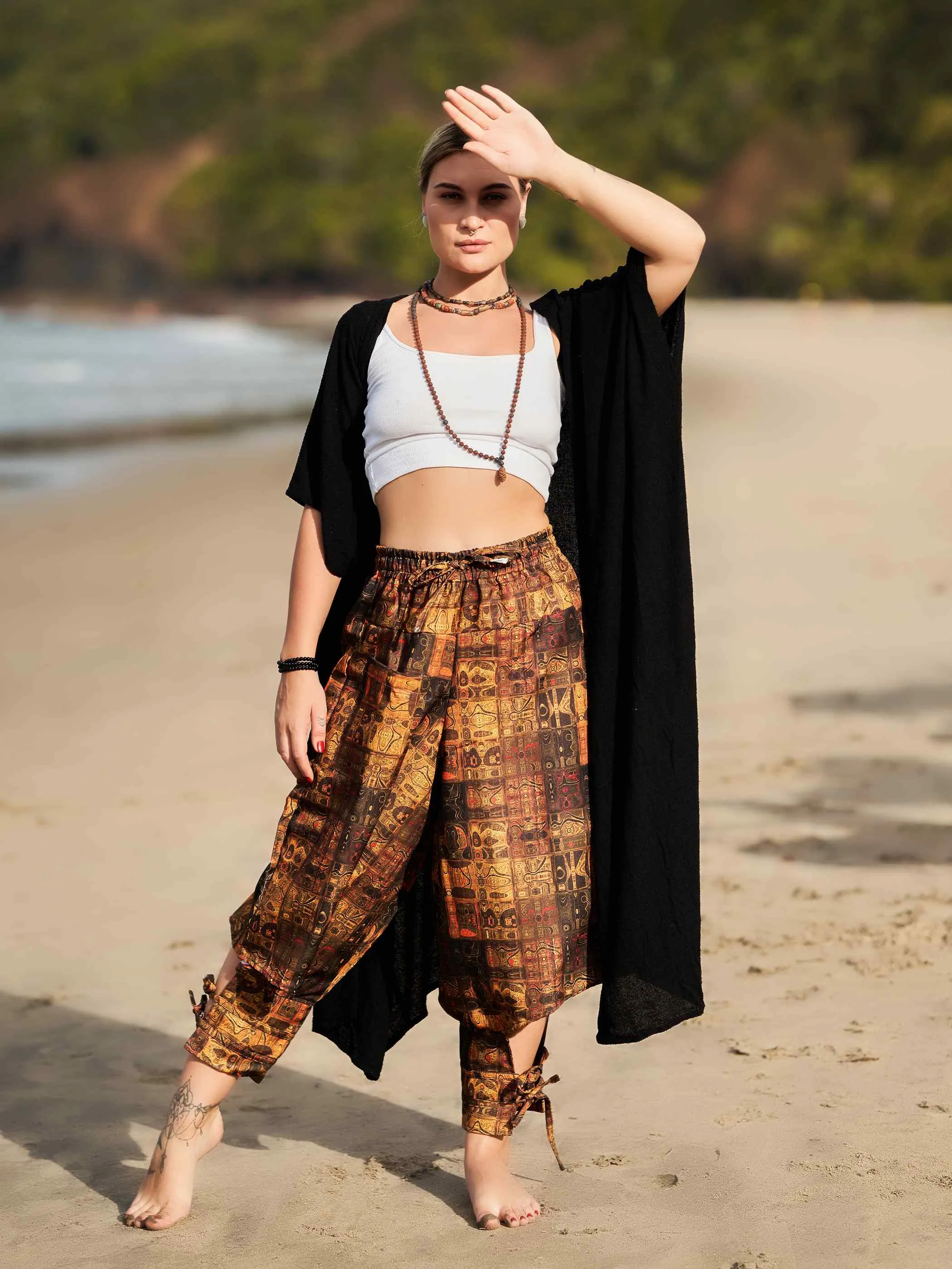Women's Traditional Vintage Print Hippy Boho Harem Pants For Travel