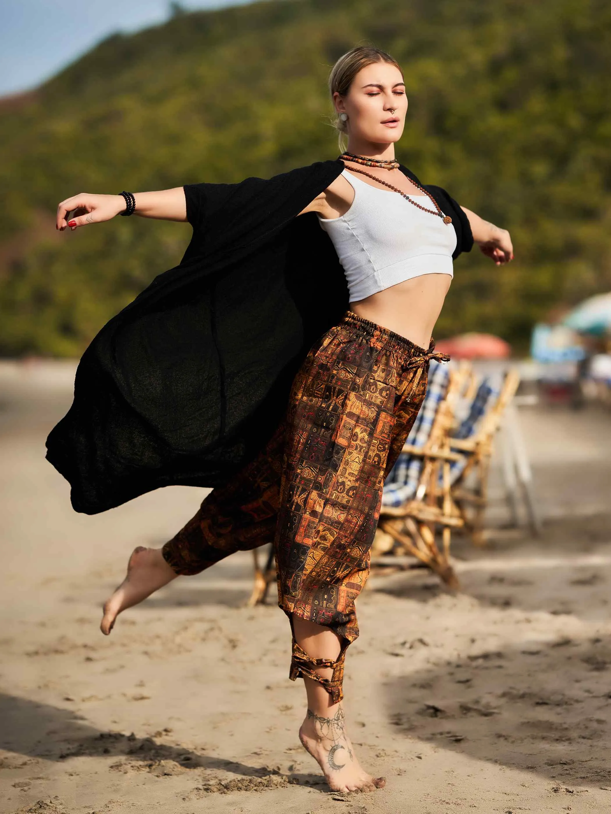 Women's Traditional Vintage Print Hippy Boho Harem Pants For Travel