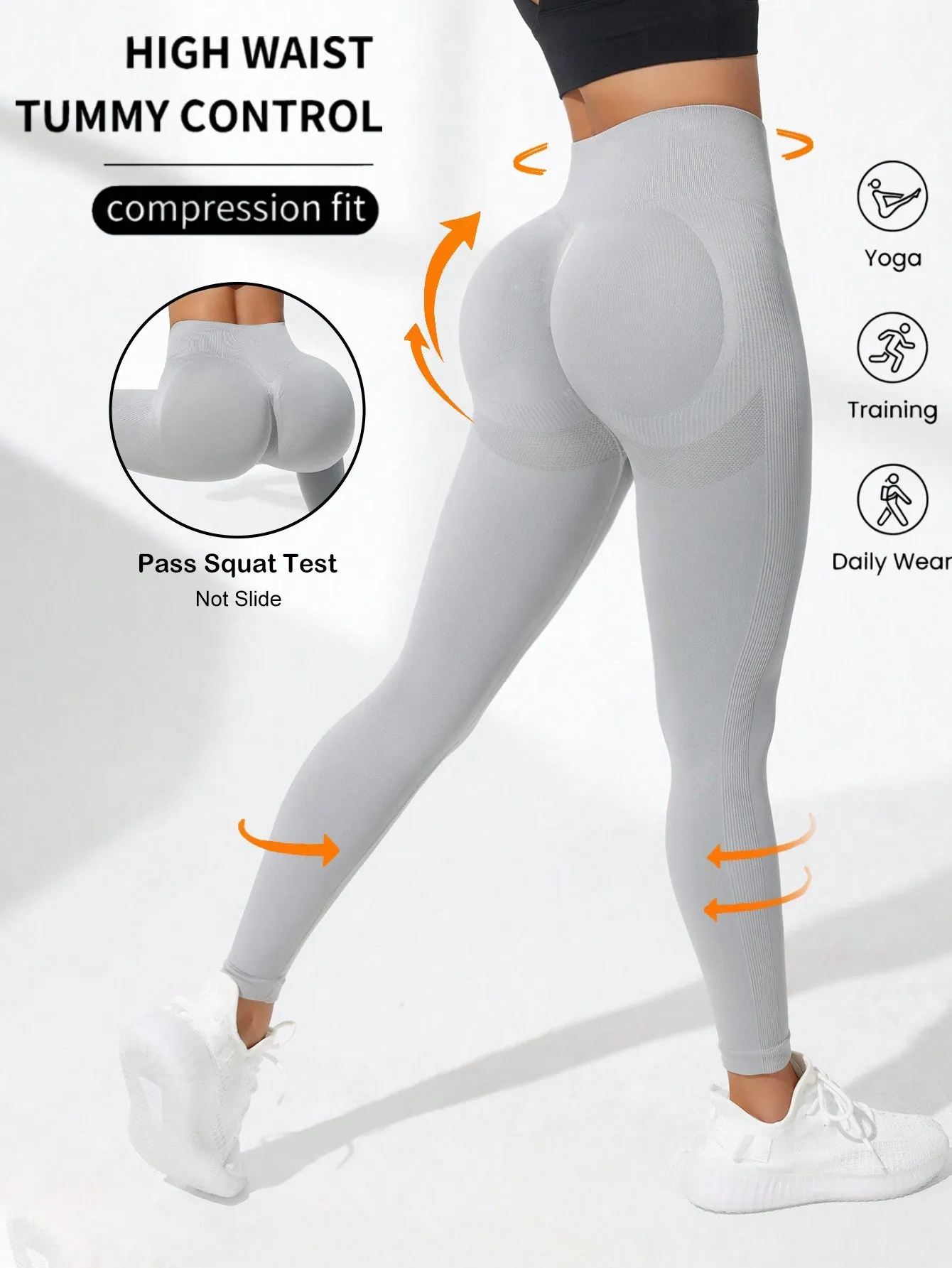 Yoga Basic Yoga Leggings Seamless High Stretch Tummy Control